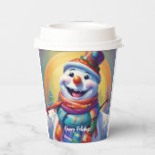 Kind Snowman Paper Cup Papieren Bekers (Achterkant)
