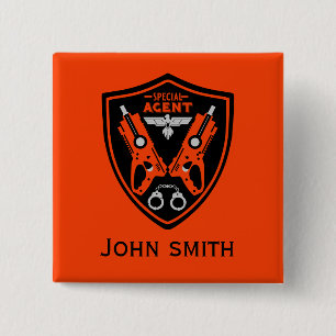 Kind speciaal agent vierkante button 5,1 cm