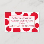 Kind speeldatum Red Polka Dot Visitekaartje (Achterkant)