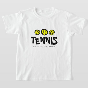Kind tennis t shirt. Eat Sleep Play Herhalen T-shirt