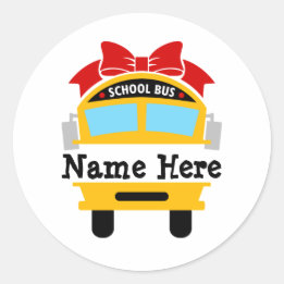 Kind Terug naar schoolbus Persoonlijke naam Classi Ronde Sticker