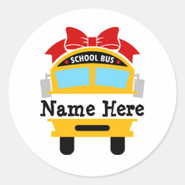 Kind Terug naar schoolbus Persoonlijke naam Classi Ronde Sticker