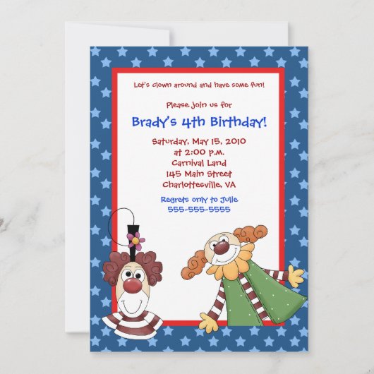 Kind Town Carnival Birthday Invitation 5x7 Kaart (Voorkant)