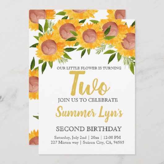 Kind tweede verjaardag kaart (Voorkant / Achterkant)