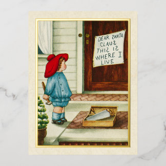 kind uit de jaren 1910 met kerstman, Letter Gold Folie Feestdagen Briefkaart