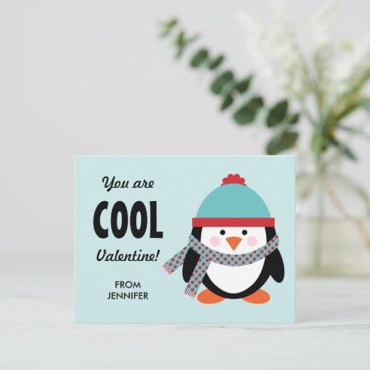 Kind Valentijnsdag Kaart - Cool Penguin (Staand voorkant)