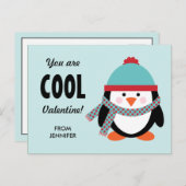 Kind Valentijnsdag Kaart - Cool Penguin (Voorkant / Achterkant)
