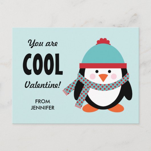 Kind Valentijnsdag Kaart - Cool Penguin (Voorkant)