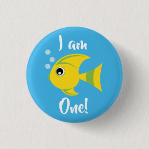 Kind van de vissoort "Birthday Aquarium" (waterdag Ronde Button 3,2 Cm