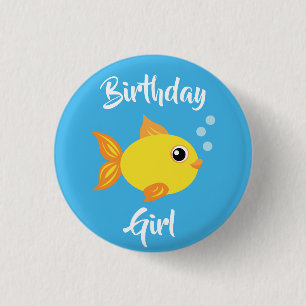 Kind van de vissoort "Birthday Aquarium" (waterdag Ronde Button 3,2 Cm