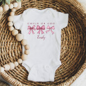 Kind van God Roze Bogen Coquette Baby shower Naam Romper