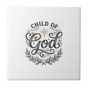Kind van God Vintage Gravure Shirt Ontwerp_1 Tegeltje