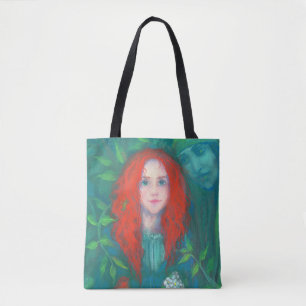Kind van het bos, fantasie kunstgembermeisje groen tote bag