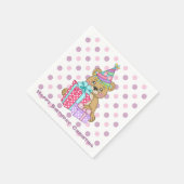 Kind van het Lavender Polkadot Beer Birthday Servetten (Hoek)