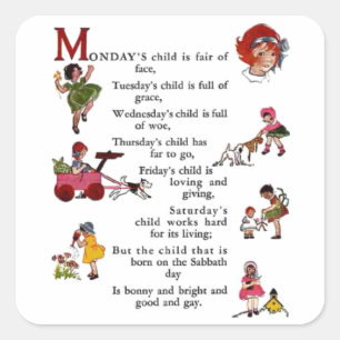 Kind van maandag vierkante sticker