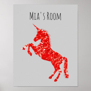 Kind van rode Unicorn Poster
