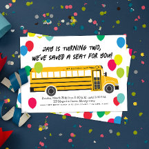 Kind Verjaardag Gele School Bus Party