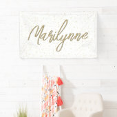 Kind Verjaardag Gouden Glitter Naam Spandoek (Insitu)