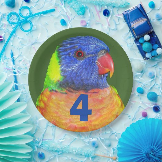 Kind Verjaardag Leeftijd Regenboog Loriket Papieren Bordje (Feest)