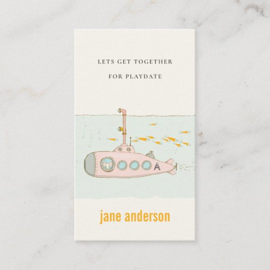 Kind voor onderwateronderzeeër afspeeldatum afroep visitekaartje (Voorkant)