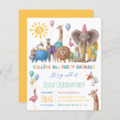 Kind Wild Party Animal Safari Birthday Uitnodiging (Voorkant / Achterkant)