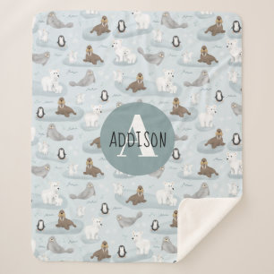 Kind winterpooldieren monogram sherpa deken