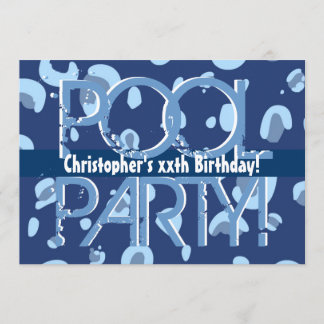 Kind xx Birthday Pool Party Blue White Sjabloon Kaart