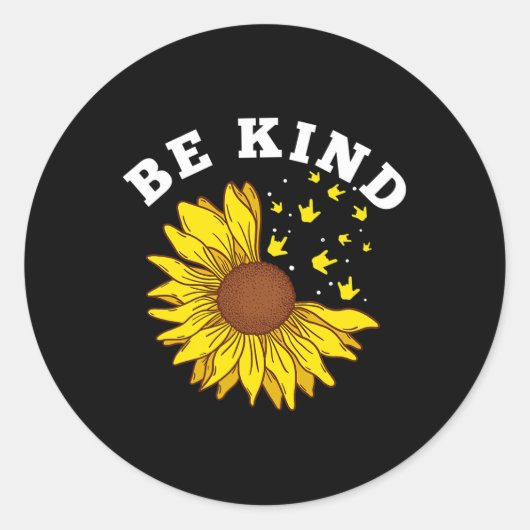 Kind Zonnebloem Asl Doof Ronde Sticker (Voorkant)
