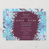 KINDA BLAUWE BLOEMEN Joodse bruiloft uitnodiging (Voorkant / Achterkant)