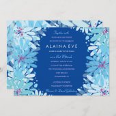 KINDA BLUE FLOWERS Bar Invitation Bat mitzvah (Devant / Derrière)