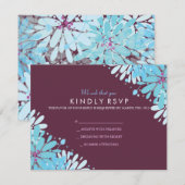 KINDA BLUE FLOWERS Weddenschapskaart RSVP Kaartje (Voorkant / Achterkant)