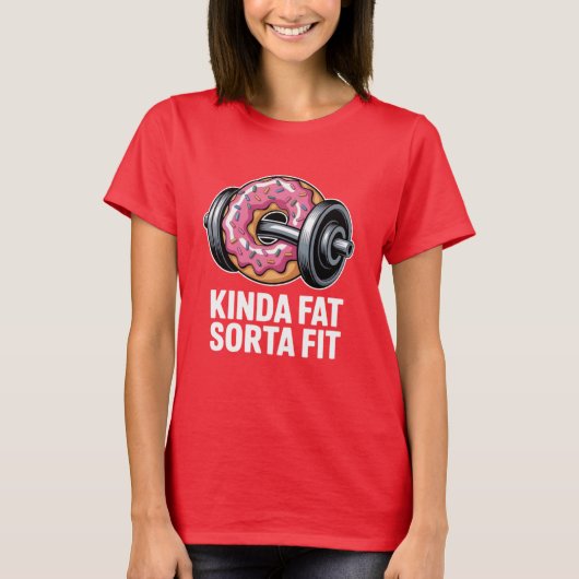 Kinda Fat Sorta Fit Donut Weightlifting Funny T-shirt (Voorkant)