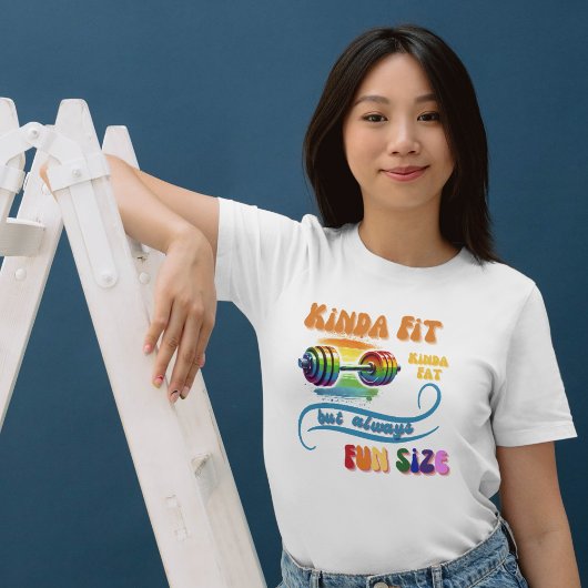 "Kinda Fit" Funny Rainbow Fitness T-Shirt Dumbell
