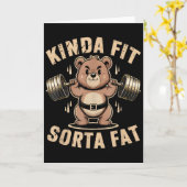 Kinda Fit Sorta Fat - Funny Gym Bear Weightlifting Kaart (Gele Bloem)