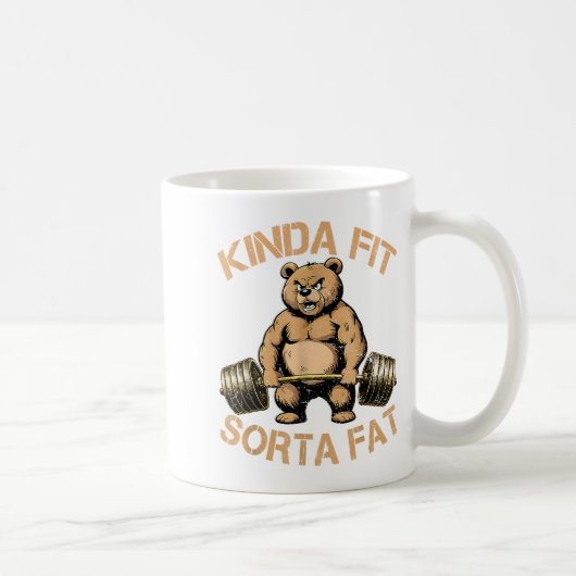 Kinda Fit Sorta Fat - Funny Gym Bear Weightlifting Koffiemok (Rechts)