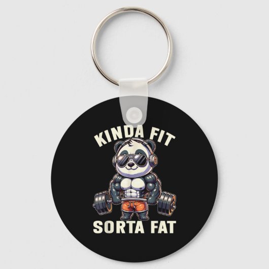 Kinda Fit Sorta Fat - Funny Gym Bear Weightlifting Sleutelhanger (Voorkant)
