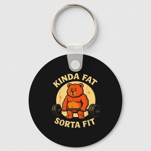 Kinda Fit Sorta Fat - Funny Gym Bear Weightlifting Sleutelhanger (Voorkant)