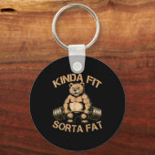Kinda Fit Sorta Fat - Funny Gym Bear Weightlifting Sleutelhanger (Voorkant)