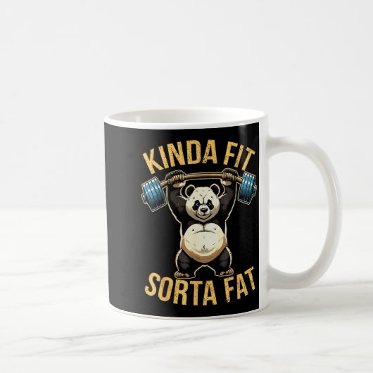 Kinda Fit Sorta Fat Funny Gym Panda Weightlifting  Koffiemok (Rechts)