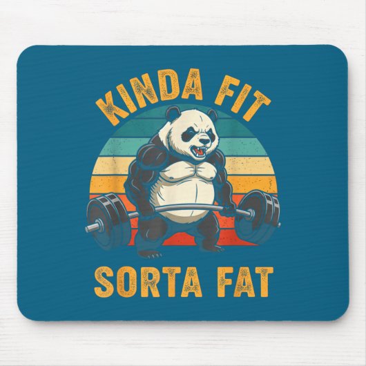 Kinda Fit Sorta Fat Funny Gym Panda Weightlifting  Muismat (Voorkant)