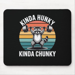 Kinda Hunky Kinda Chunky Funny Racoon Powerlifting Muismat