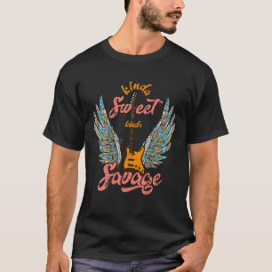 Kinda Sweet Kinda Savage Angel Wings Electric Guit T-shirt
