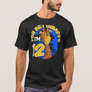 Kinder12th Birthday Giraffe Zoo Theme Tween Birthd T-shirt