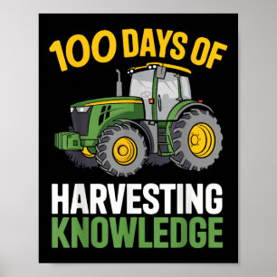 Kinder 100 Dagen van School Boy Tractor Farming 10 Poster