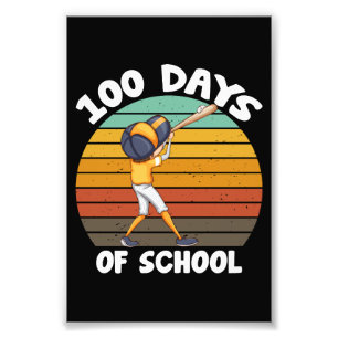 Kinder 100 dagen van schooljongens 100e dag honkba foto afdruk