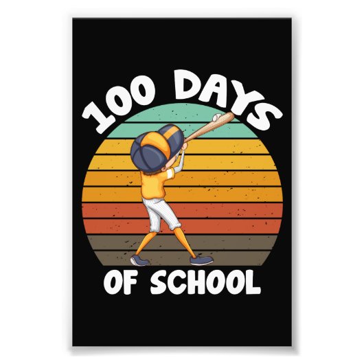 Kinder 100 dagen van schooljongens 100e dag honkba foto afdruk (Voorkant)