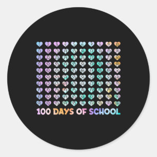 Kinder 100 dagen van schooltijd Dye Hearts Wiskund Ronde Sticker