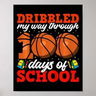 Kinder 100ste dag van schooljongens basketbal 100 poster