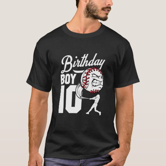 Kinder 10 jaar oude Baseball Birthday Party Theme T-shirt (Voorkant)