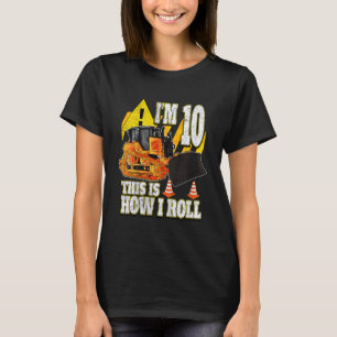 Kinder 10 jaar oude verjaardagsbulldozer t-shirt